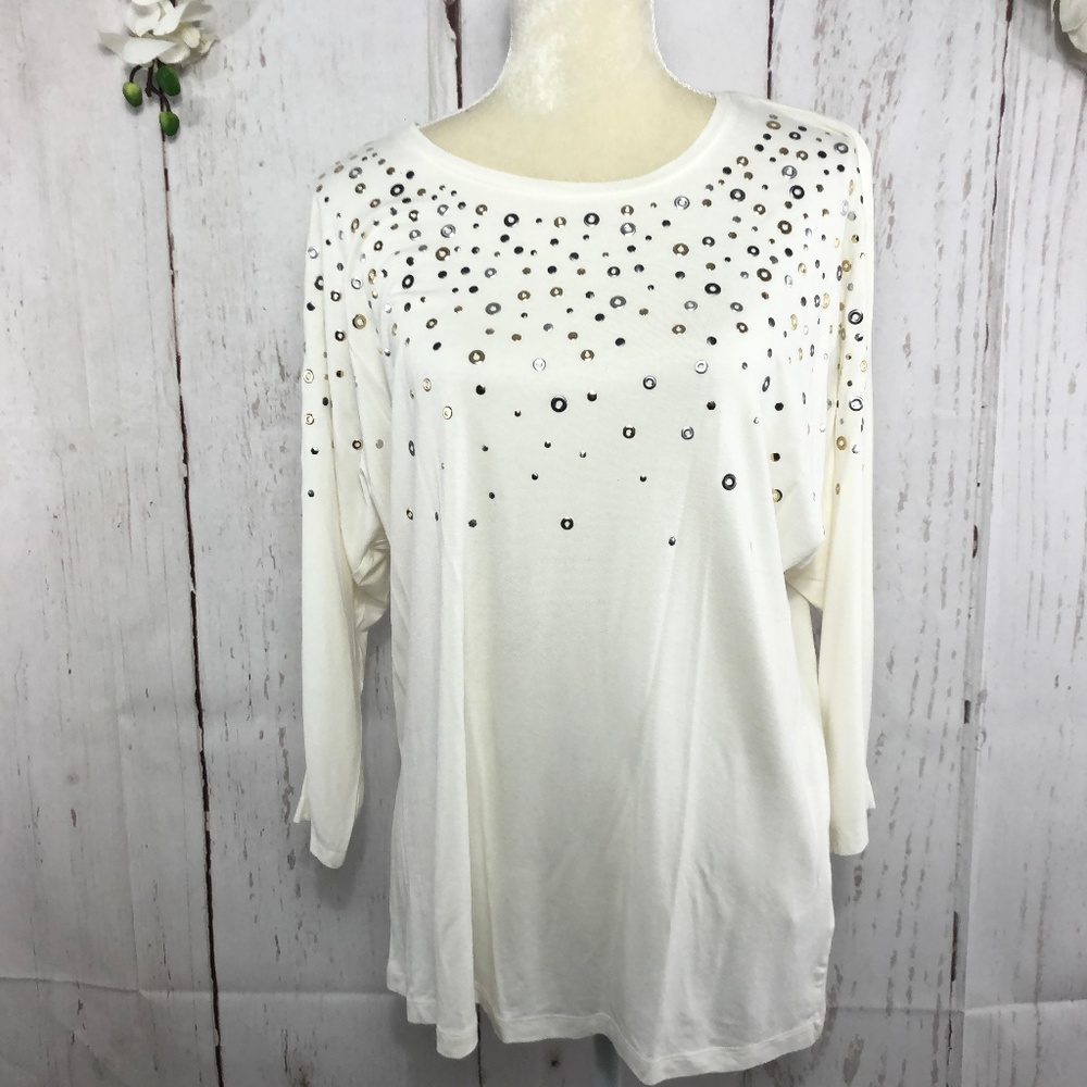 JM COLLECTION 3/4 LONG SLEEVE T SHIRT SIZE M